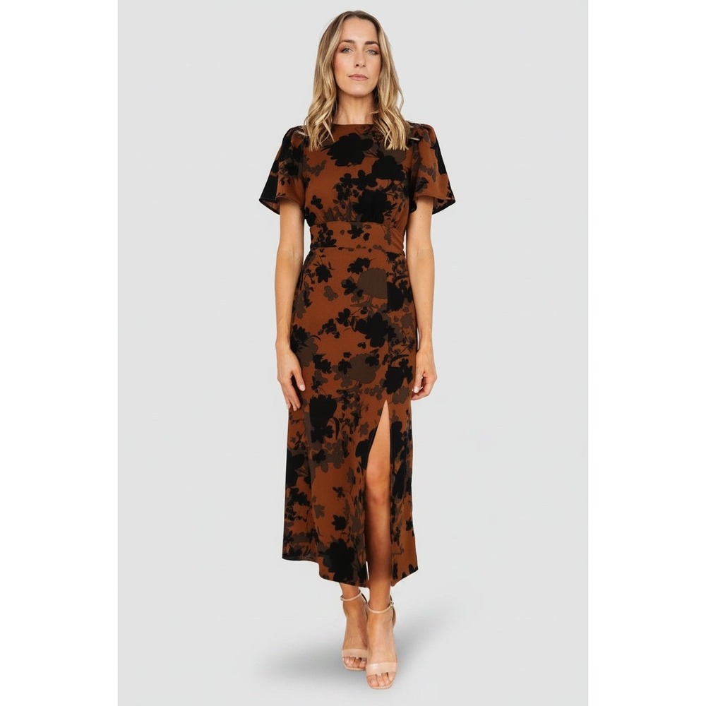 Baltic Born Lenni Midi Dress Size XS Espresso Print